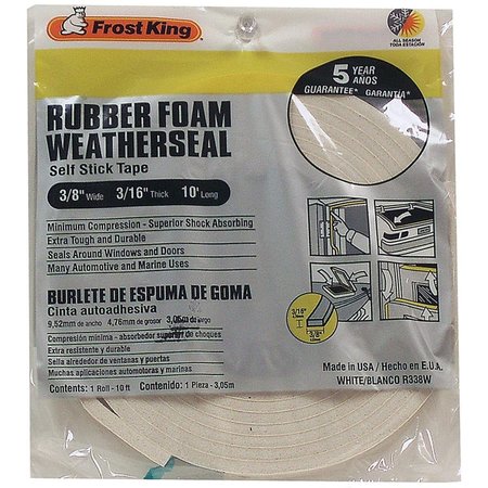 OPENHOUSE 037 x 019 x 10 ft White Foam Sponge Rubber Weatherstrip Tape OP1584032